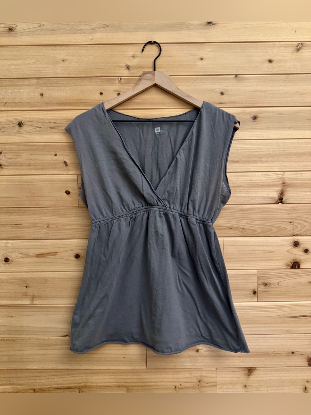 Y2K GAP Factory Small Surplice Empire Babydoll Blouse Top Cap Sleeve